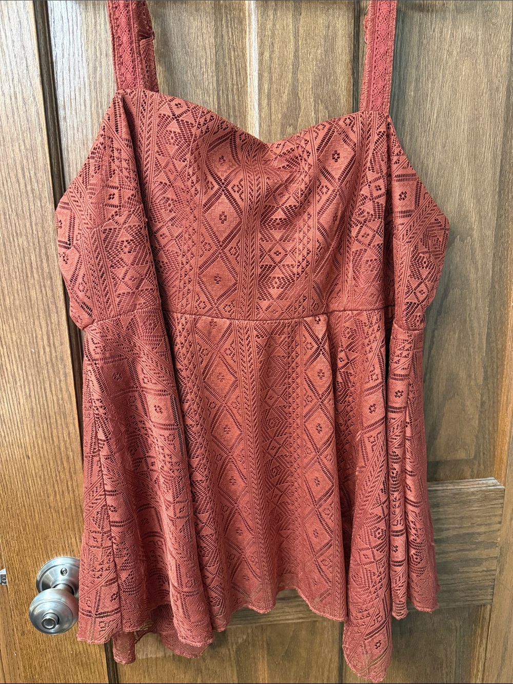Rust Textured Square-Neck Tank Top - Picture 2 of 7